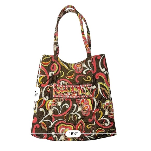 Vera Bradley Quilted "Puccini" Bucket Tote Handbag Medium Bag‎ Brown Pink Floral - Picture 6 of 8